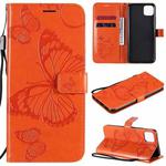 For OPPO Realme C11 3D Butterflies Embossing Pattern Horizontal Flip Leather Case with Holder & Card Slot & Wallet & Lanyard(Orange)