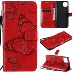For OPPO Realme C11 3D Butterflies Embossing Pattern Horizontal Flip Leather Case with Holder & Card Slot & Wallet & Lanyard(Red)