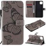 For OPPO Realme C11 3D Butterflies Embossing Pattern Horizontal Flip Leather Case with Holder & Card Slot & Wallet & Lanyard(Grey)