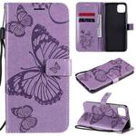 For OPPO Realme C11 3D Butterflies Embossing Pattern Horizontal Flip Leather Case with Holder & Card Slot & Wallet & Lanyard(Purple)