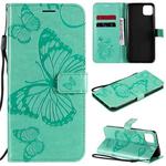 For OPPO Realme C11 3D Butterflies Embossing Pattern Horizontal Flip Leather Case with Holder & Card Slot & Wallet & Lanyard(Green)