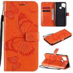 For OPPO Realme C15 3D Butterflies Embossing Pattern Horizontal Flip Leather Case with Holder & Card Slot & Wallet & Lanyard(Orange)