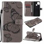 For OPPO Realme C15 3D Butterflies Embossing Pattern Horizontal Flip Leather Case with Holder & Card Slot & Wallet & Lanyard(Grey)