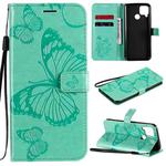 For OPPO Realme C15 3D Butterflies Embossing Pattern Horizontal Flip Leather Case with Holder & Card Slot & Wallet & Lanyard(Green)