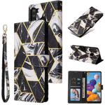 For Samsung Galaxy A21 Marble Bronzing Stitching Horizontal Flip PU Leather Case with Holder & Card Slots & Wallet & Photo Frame(Black)