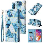 For Samsung Galaxy A70 Marble Bronzing Stitching Horizontal Flip PU Leather Case with Holder & Card Slots & Wallet & Photo Frame(Blue)