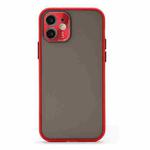 For iPhone 12 mini Full Coverage TPU + PC Protective Case with Metal Lens Cover (Red Black Red)