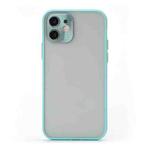 For iPhone 12 mini Full Coverage TPU + PC Protective Case with Metal Lens Cover (Sky Blue Green)