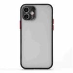 Full Coverage TPU + PC Protective Case with Metal Lens Cover For iPhone 12(Black Red)