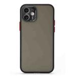 Full Coverage TPU + PC Protective Case with Metal Lens Cover For iPhone 12 Pro Max(Black Red Black)