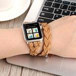 Hand-woven Leather Watch Band For Apple Watch Series 8&7 41mm / SE 2&6&SE&5&4 40mm / 3&2&1 38mm(Khaki)