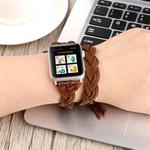 Hand-woven Leather Watch Band For Apple Watch Series 8&7 41mm / SE 2&6&SE&5&4 40mm / 3&2&1 38mm(Dark Brown)