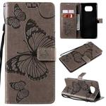For Xiaomi Poco X3 NFC 3D Butterflies Embossing Pattern Horizontal Flip Leather Case with Holder & Card Slot & Wallet(Grey)