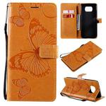 For Xiaomi Poco X3 NFC 3D Butterflies Embossing Pattern Horizontal Flip Leather Case with Holder & Card Slot & Wallet(Yellow)