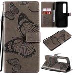 For Xiaomi Mi 10 Ultra 3D Butterflies Embossing Pattern Horizontal Flip Leather Case with Holder & Card Slot & Wallet(Grey)