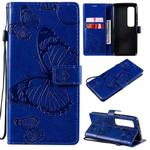 For Xiaomi Mi 10 Ultra 3D Butterflies Embossing Pattern Horizontal Flip Leather Case with Holder & Card Slot & Wallet(Blue)