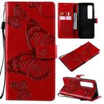 For Xiaomi Mi 10 Ultra 3D Butterflies Embossing Pattern Horizontal Flip Leather Case with Holder & Card Slot & Wallet(Red)