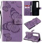 For Xiaomi Mi 10 Ultra 3D Butterflies Embossing Pattern Horizontal Flip Leather Case with Holder & Card Slot & Wallet(Purple)