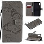 For Xiaomi Redmi 9A 3D Butterflies Embossing Pattern Horizontal Flip Leather Case with Holder & Card Slot & Wallet(Grey)