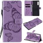 For Xiaomi Redmi 9A 3D Butterflies Embossing Pattern Horizontal Flip Leather Case with Holder & Card Slot & Wallet(Purple)