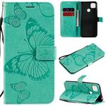 For Xiaomi Redmi 9C 3D Butterflies Embossing Pattern Horizontal Flip Leather Case with Holder & Card Slot & Wallet(Green)