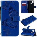 For Xiaomi Redmi 9C 3D Butterflies Embossing Pattern Horizontal Flip Leather Case with Holder & Card Slot & Wallet(Blue)