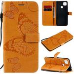For Xiaomi Redmi 9C 3D Butterflies Embossing Pattern Horizontal Flip Leather Case with Holder & Card Slot & Wallet(Yellow)