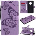 For Huawei Enjoy 20 Plus 5G 3D Butterflies Embossing Pattern Horizontal Flip Leather Case with Holder & Card Slot & Wallet(Purple)