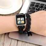 Hand-woven Leather Watch Band For Apple Watch Ultra 49mm / Series 8&7 45mm / SE 2&6&SE&5&4 44mm / 3&2&1 42mm(Black)