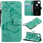 For Google Pixel 4A 3D Butterflies Embossing Pattern Horizontal Flip Leather Case with Holder & Card Slot & Wallet & Lanyard(Green)