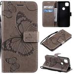 For Google Pixel 4A 3D Butterflies Embossing Pattern Horizontal Flip Leather Case with Holder & Card Slot & Wallet & Lanyard(Grey)