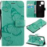 For Google Pixel 5 3D Butterflies Embossing Pattern Horizontal Flip Leather Case with Holder & Card Slot & Wallet & Lanyard(Green)