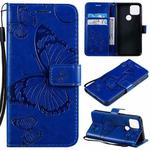For Google Pixel 5 3D Butterflies Embossing Pattern Horizontal Flip Leather Case with Holder & Card Slot & Wallet & Lanyard(Blue)