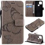 For Google Pixel 5 3D Butterflies Embossing Pattern Horizontal Flip Leather Case with Holder & Card Slot & Wallet & Lanyard(Grey)