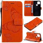 For Google Pixel 5 3D Butterflies Embossing Pattern Horizontal Flip Leather Case with Holder & Card Slot & Wallet & Lanyard(Orange)