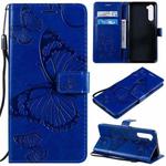 For OnePlus Nord 3D Butterflies Embossing Pattern Horizontal Flip Leather Case with Holder & Card Slot & Wallet & Lanyard(Blue)