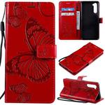 For OnePlus Nord 3D Butterflies Embossing Pattern Horizontal Flip Leather Case with Holder & Card Slot & Wallet & Lanyard(Red)