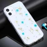 For iPhone 12 mini Gypsophila Flowers Pattern TPU Protective Case (Green)