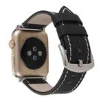 Calfskin Genuine Leather Watch Band For Apple Watch Series 7 41mm / 6 & SE & 5 & 4 40mm / 3 & 2 & 1 38mm(Black)