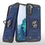 For Samsung Galaxy S21 5G Magnetic Armor Shockproof TPU + PC Case with Metal Ring Holder(Blue)
