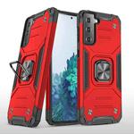 For Samsung Galaxy S21 5G Magnetic Armor Shockproof TPU + PC Case with Metal Ring Holder(Red)