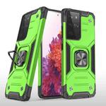 For Samsung Galaxy S21 Ultra 5G Magnetic Armor Shockproof TPU + PC Case with Metal Ring Holder(Green)