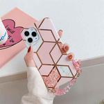 Splicing Marble Pattern TPU Protective Case with Chain Strap For iPhone 11 Pro(Pink Lattice)