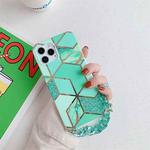 Splicing Marble Pattern TPU Protective Case with Chain Strap For iPhone 12 Pro Max(Green Lattice)