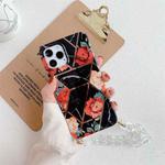 For iPhone 11 Splicing Flower Pattern TPU Protective Case with Chain Strap (Black)