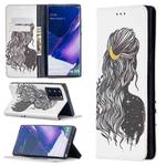 For Samsung Galaxy Note20 Ultra Colored Drawing Pattern Invisible Magnetic Horizontal Flip PU Leather Case with Holder & Card Slots & Wallet(Girl)