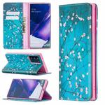 For Samsung Galaxy Note20 Ultra Colored Drawing Pattern Invisible Magnetic Horizontal Flip PU Leather Case with Holder & Card Slots & Wallet(Plum Blossom)