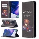 For Samsung Galaxy Note20 Ultra Colored Drawing Pattern Invisible Magnetic Horizontal Flip PU Leather Case with Holder & Card Slots & Wallet(Bear)