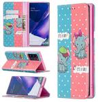 For Samsung Galaxy Note20 Ultra Colored Drawing Pattern Invisible Magnetic Horizontal Flip PU Leather Case with Holder & Card Slots & Wallet(Elephants)