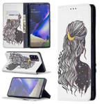 For Samsung Galaxy Note20 Colored Drawing Pattern Invisible Magnetic Horizontal Flip PU Leather Case with Holder & Card Slots & Wallet(Girl)